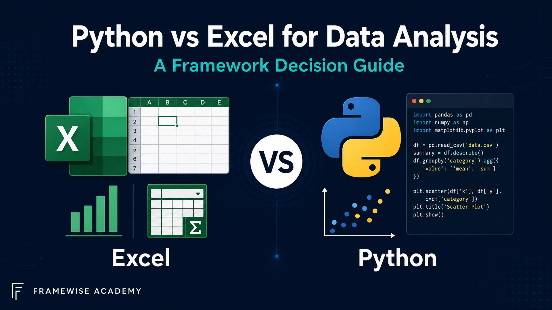 Cover image for: Python vs Excel for Data Analysis: A Framework Decision Guide